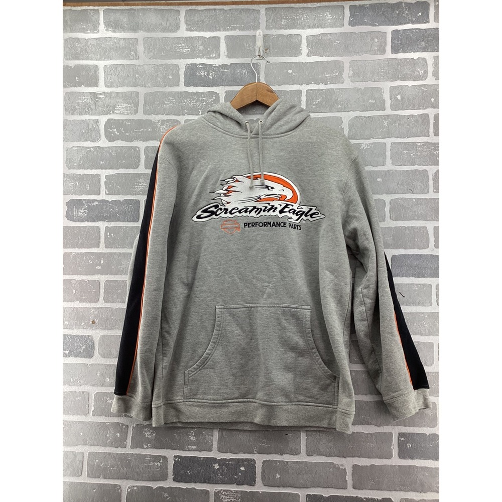 Harley Davidson Screamin Eagle Performance Parts Hoodie Gray Mens Large